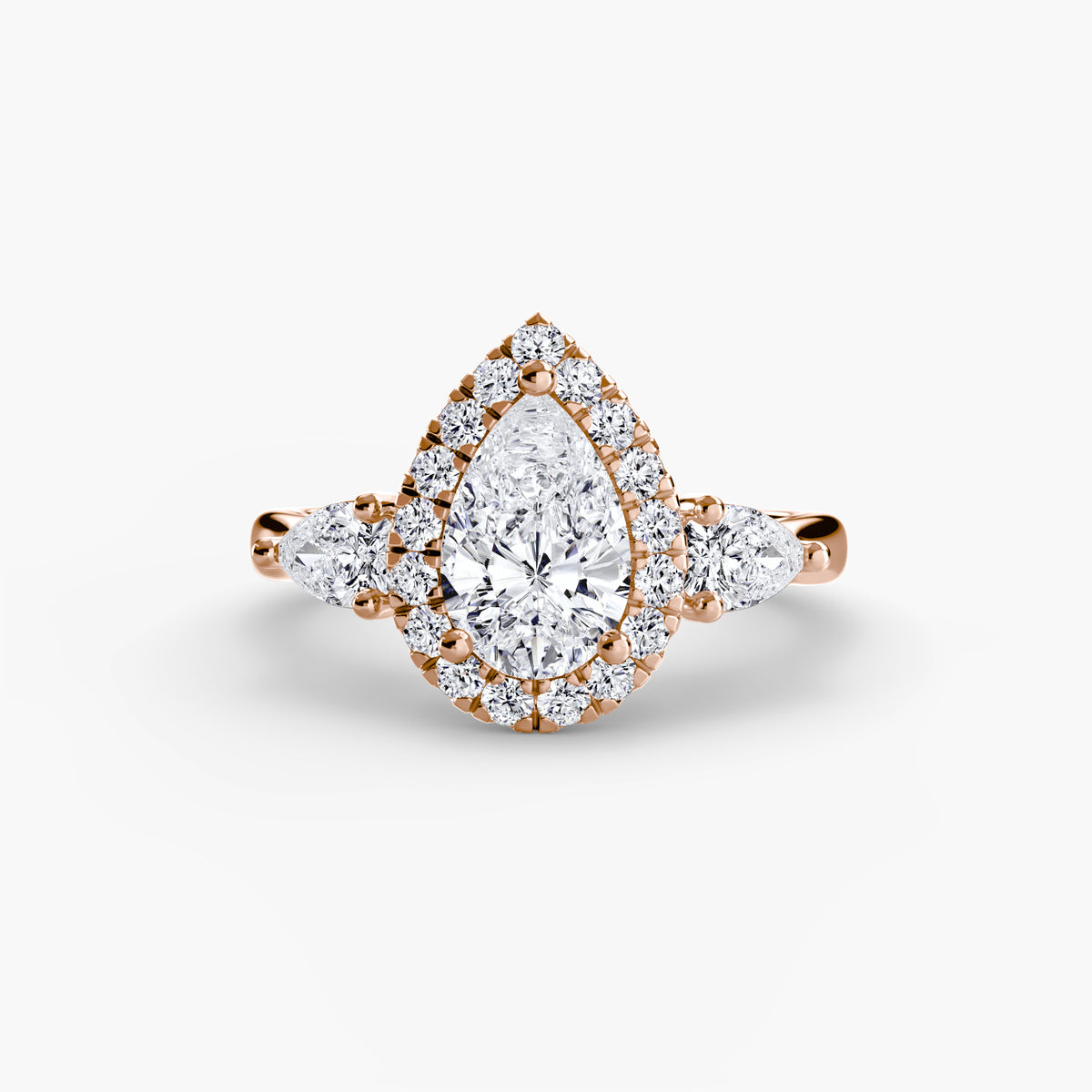 Three-Stone Ring with Halo