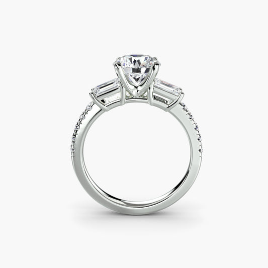 Three-Stone Ring with Pavé Band 4